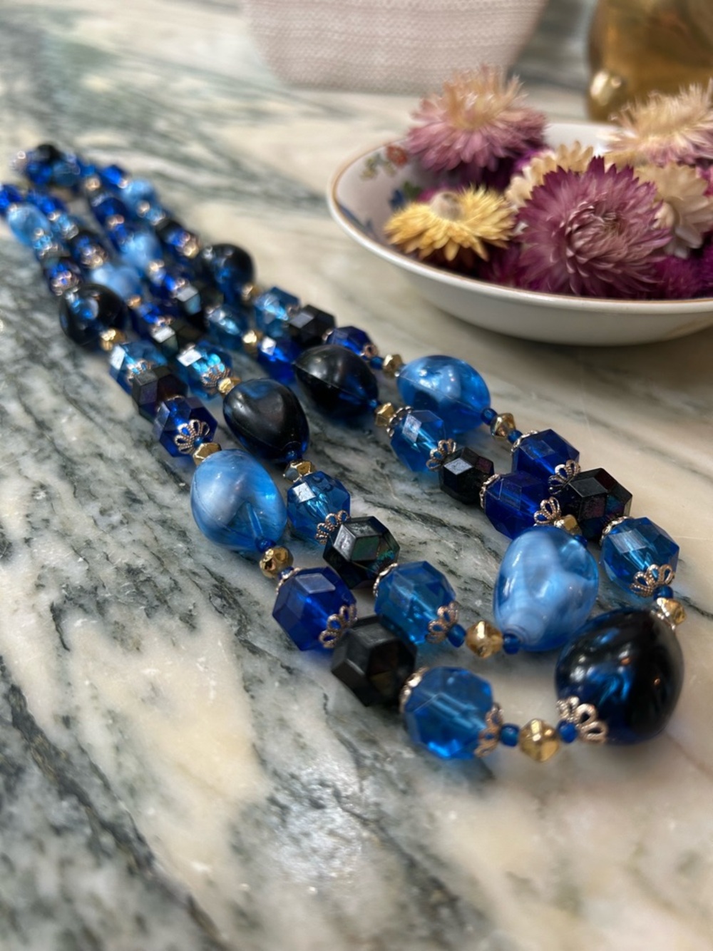 Western Germany Blue Double Strand Necklace